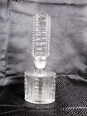 Clear Ridged Glass Perfume Bottle with Matching Stopper # 25439